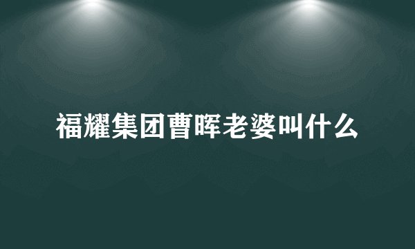 福耀集团曹晖老婆叫什么