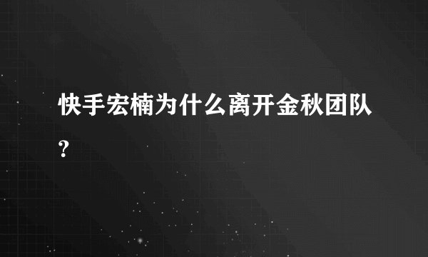 快手宏楠为什么离开金秋团队？