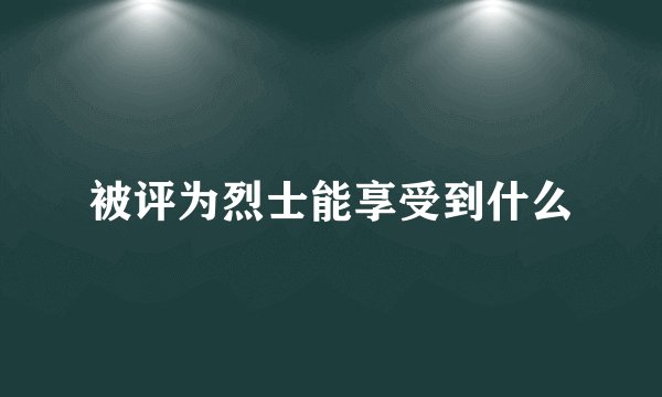 被评为烈士能享受到什么