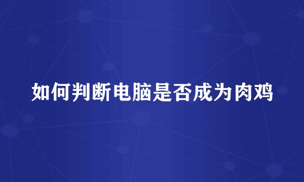 如何判断电脑是否成为肉鸡