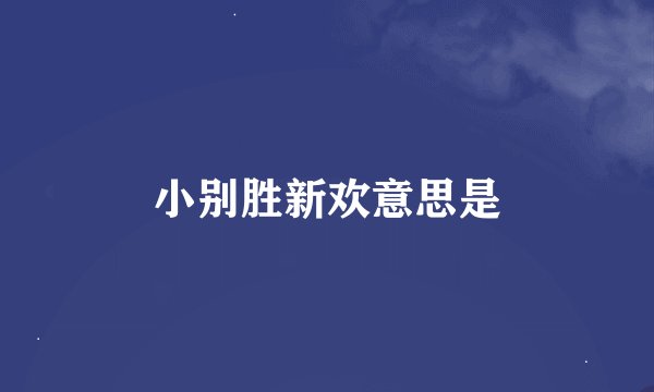 小别胜新欢意思是