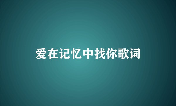 爱在记忆中找你歌词