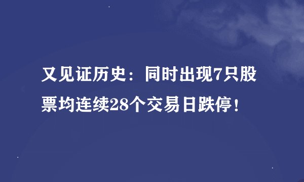 又见证历史：同时出现7只股票均连续28个交易日跌停！
