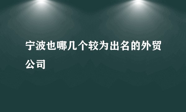 宁波也哪几个较为出名的外贸公司