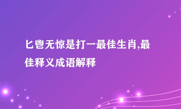 匕鬯无惊是打一最佳生肖,最佳释义成语解释