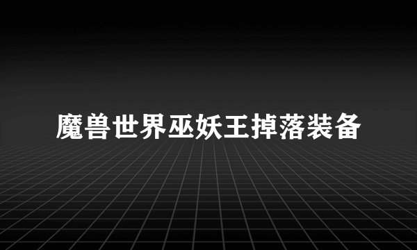 魔兽世界巫妖王掉落装备