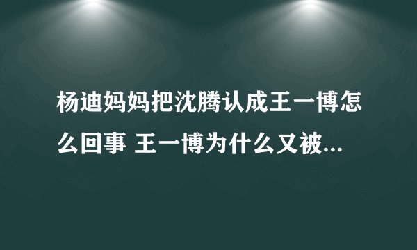 杨迪妈妈把沈腾认成王一博怎么回事 王一博为什么又被叫做耶啵