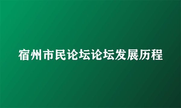 宿州市民论坛论坛发展历程