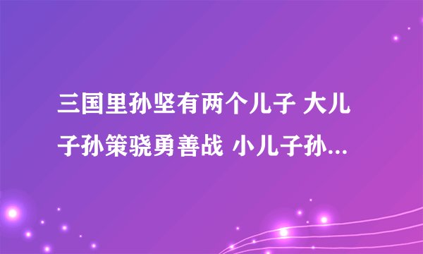 三国里孙坚有两个儿子 大儿子孙策骁勇善战 小儿子孙权才华横溢并熟读兵法 问孙坚有女儿吗？
