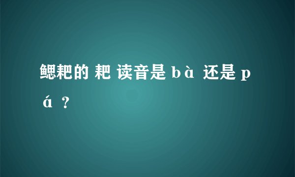 鳃耙的 耙 读音是 bà 还是 pá ？