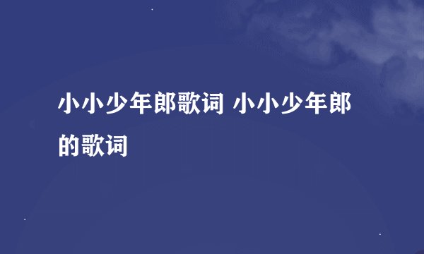小小少年郎歌词 小小少年郎的歌词