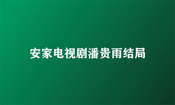 安家电视剧潘贵雨结局