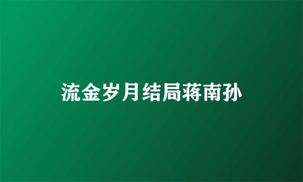 流金岁月结局蒋南孙