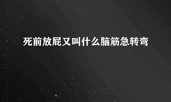 死前放屁又叫什么脑筋急转弯