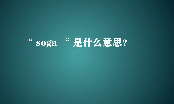 “ soga “ 是什么意思？