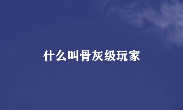 什么叫骨灰级玩家