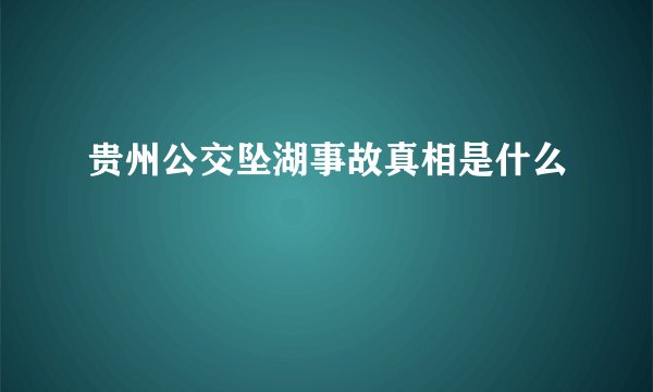 贵州公交坠湖事故真相是什么