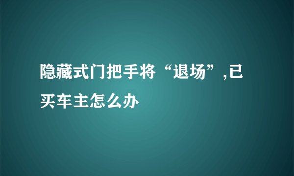 隐藏式门把手将“退场”,已买车主怎么办