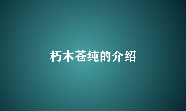 朽木苍纯的介绍