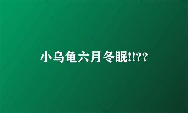 小乌龟六月冬眠!!??