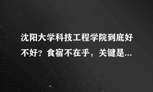 沈阳大学科技工程学院到底好不好？食宿不在乎，关键是师资、管理、专业设施方面！