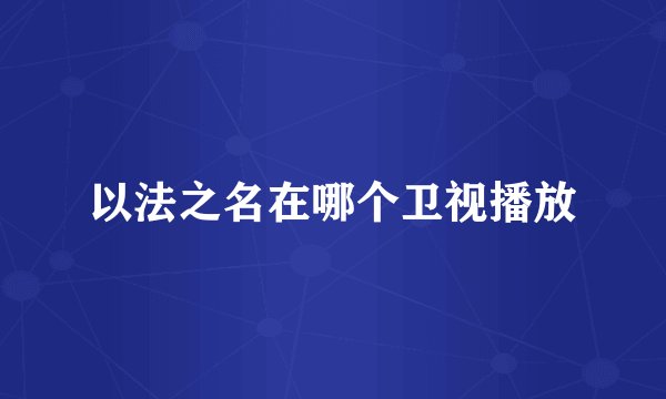 以法之名在哪个卫视播放