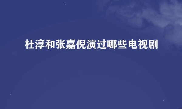 杜淳和张嘉倪演过哪些电视剧