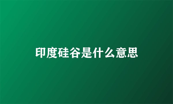 印度硅谷是什么意思