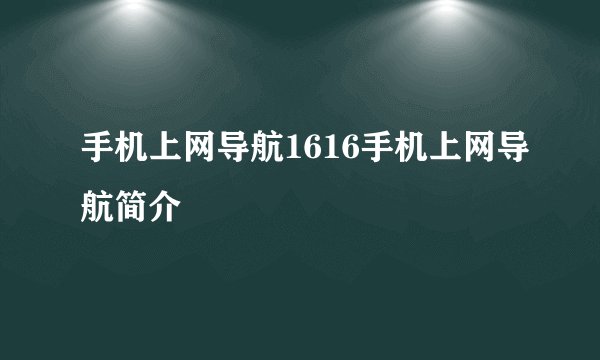 手机上网导航1616手机上网导航简介