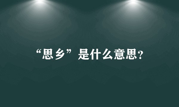 “思乡”是什么意思？