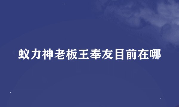 蚁力神老板王奉友目前在哪