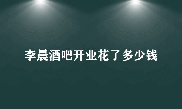李晨酒吧开业花了多少钱