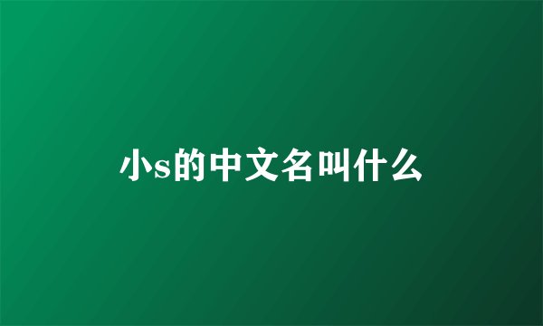 小s的中文名叫什么