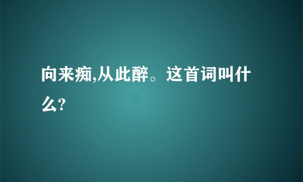 向来痴,从此醉。这首词叫什么?