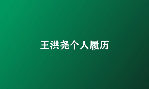 王洪尧个人履历