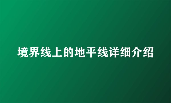境界线上的地平线详细介绍