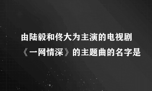 由陆毅和佟大为主演的电视剧《一网情深》的主题曲的名字是