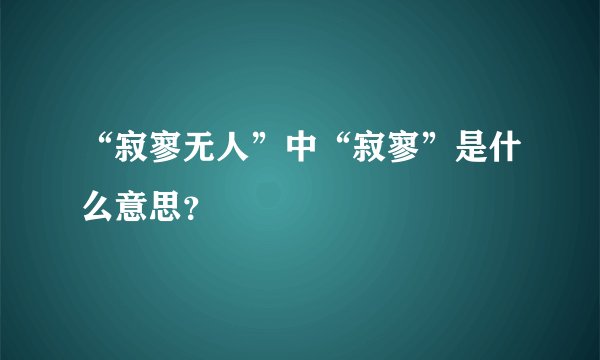 “寂寥无人”中“寂寥”是什么意思？