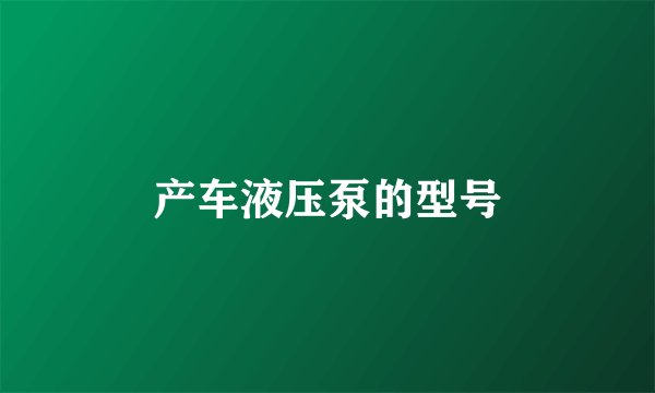 产车液压泵的型号