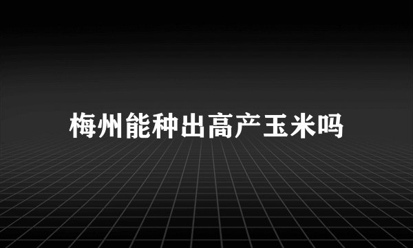 梅州能种出高产玉米吗