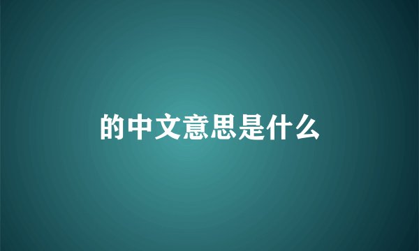 的中文意思是什么