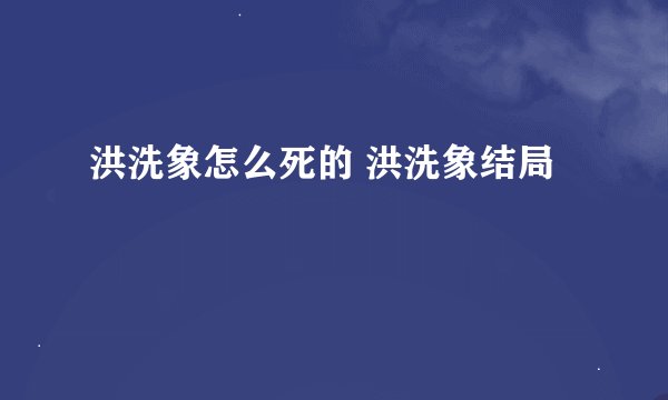 洪洗象怎么死的 洪洗象结局
