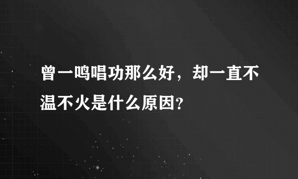 曾一鸣唱功那么好，却一直不温不火是什么原因？