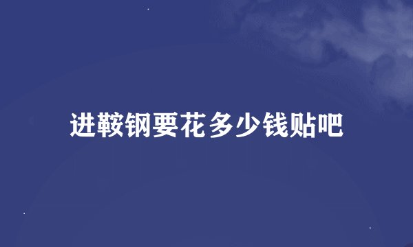进鞍钢要花多少钱贴吧