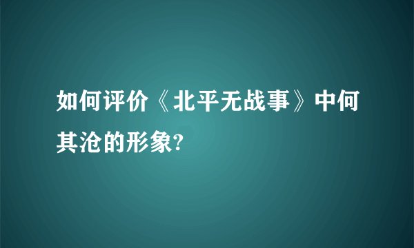 如何评价《北平无战事》中何其沧的形象?