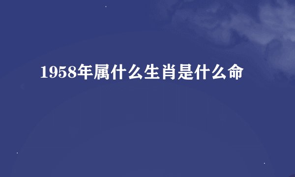 1958年属什么生肖是什么命