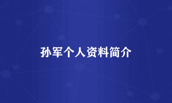 孙军个人资料简介