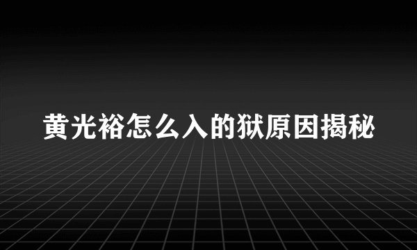 黄光裕怎么入的狱原因揭秘