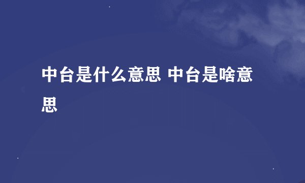 中台是什么意思 中台是啥意思