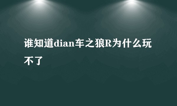 谁知道dian车之狼R为什么玩不了
